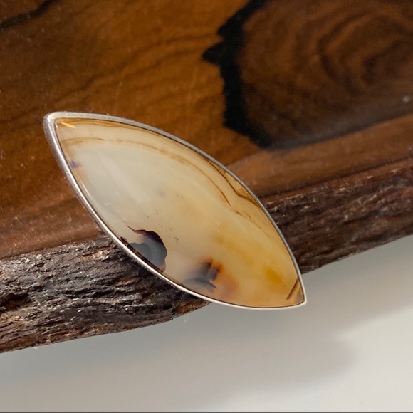 .925 Silver & Agate Stone Ring | Size 8 - Picture 2 of 15